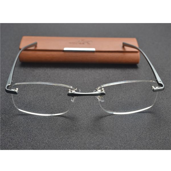 

2020 new rimless reading glasses men women aluminum-magnesium dioptric frame presbyopic glasses for reader with box fml, White;black