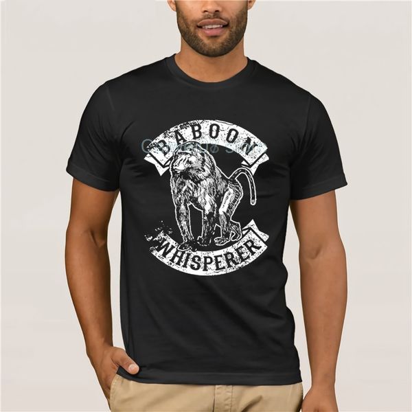 

men's casual fashion t-shirt round neck cool african baboon whisperer crewneck monkey quality fashion short sleeve men tshirt