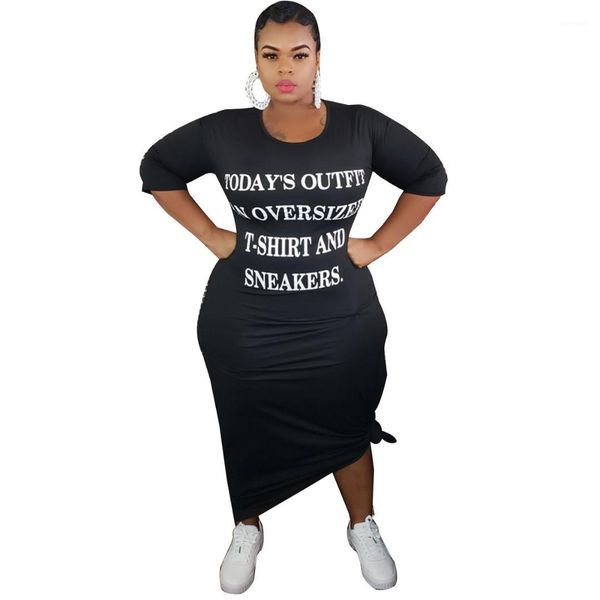 

sleeve crew neck dress ladies loose clothes womens letter tshirt dress summer short, Black;gray