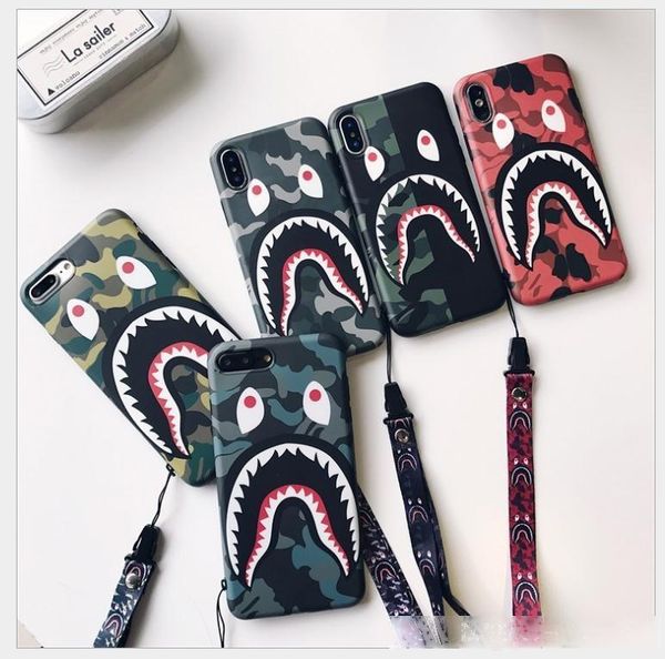

usa popular cool fashion shark case for iphone 7 8 6 6s plus shark army tpu phone case cover for iphone x xs xr max 8 plus with lanyard