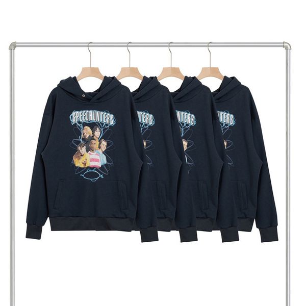 

20fw european speedhunters band hooded sweatshirt high street fashion oversize hoodie loose vintage men women couple sweater hfxhwy245, Black