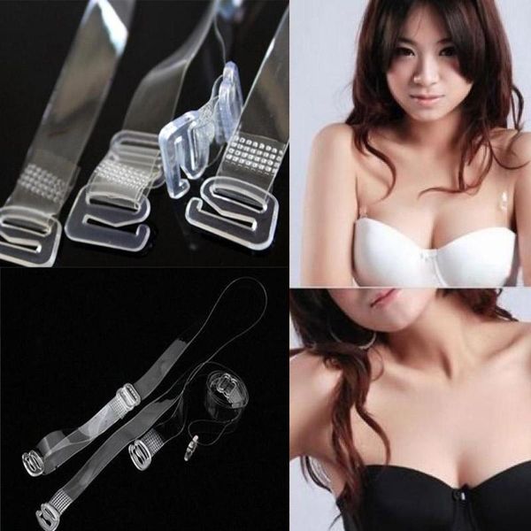 

women's g-strings transparent shoulder strap stainless steel buckle rubberized frosted invisible strapunderwear braaccessories, Black;white