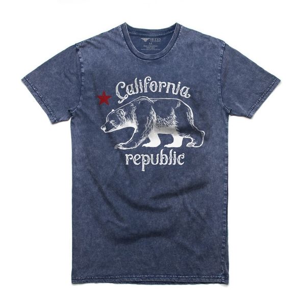 

2019 new mens t shirts vintage california republic men's stone wash t shirt print round neck man