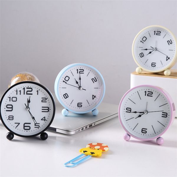 

desk & table clocks creative candy color home alarm clock student seat personality pastoral office deskdecor metal gift