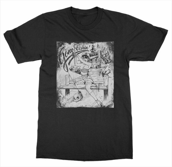 

gone fishing t-shirt line cast hook spinner bait catch water boat fisherman bite