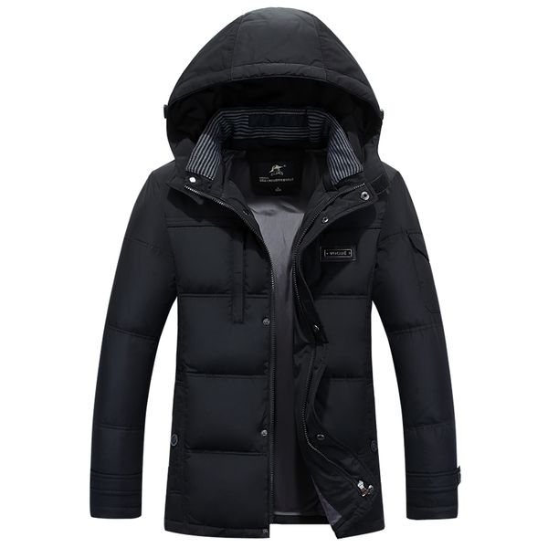 

2020 winter men duck down jacket hooded thick waterproof men parka down coat men winter jackets plus size snow parka overcoat, Black