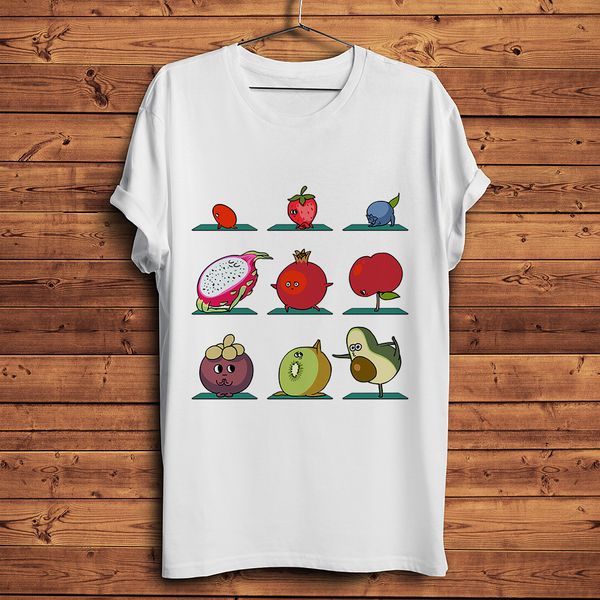 

cute super fruits yoga funny t shirt men new white casual tshirt homme fresh kawaii streetwear short t-shirt