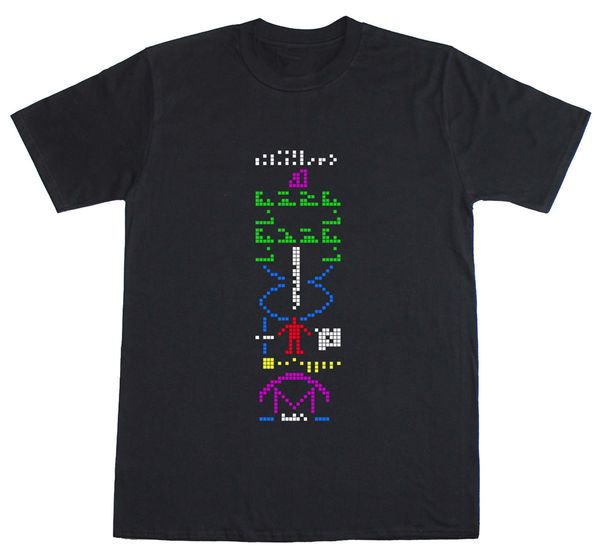 

arecibo message interstellar message space geek men's regular fit black t shirt brand fashion tee shirt