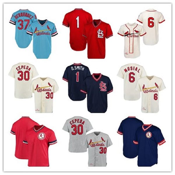

mens st. louis 1 ozzie smith 1963 stan musial 1967 orlando cepeda 1979 keith hernandez retro baseball jerseys ing, Blue;black