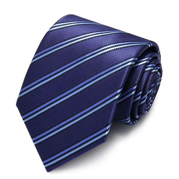 

bow ties 2021 designer fashion striped navy blue 8cm for men necktie host business work formal suit with gift box, Black;gray