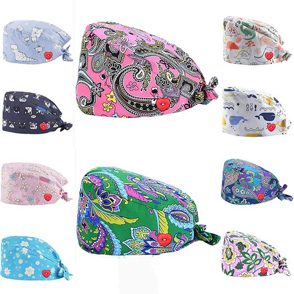 

beanie/skull caps beauty salon print work hats elastic cotton pet grooming health services cap scrubs hat accessories, Blue;gray