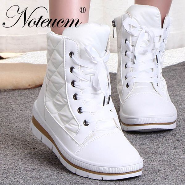 

2020 female winter white black warm ankle snow boot waterproof flat heel shoe women botte quilt bootie sneakers fur scarpe donna