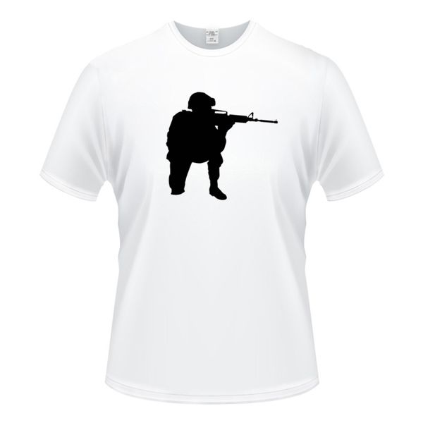 

2020 summer warrior soldier kneeling ready to shoot cover t shirt short sleeve cotton man tshirts t-shirt tees