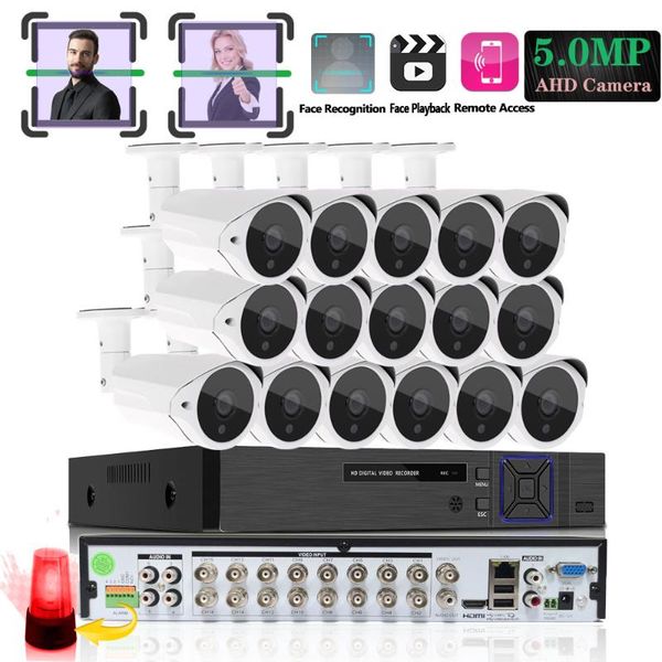 

h.265 + 5mp ultra hd 16ch 5mp security camera system открытый ip66 ir cut night vision видеонаблюдение камеры набор для лица