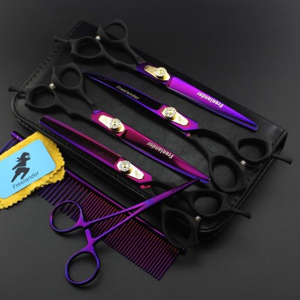 

ander 7.0 inch pet grooming shears straight cutting & up curved&down curved& chunker scissors kit