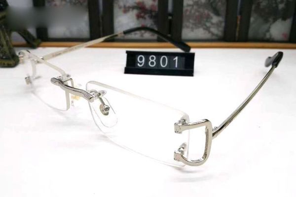 

pawes glasses frame men sunglasses gold rimless eyeglasses for man anti reflective clear lens prescription spectacles 9801 m8bq, White;black