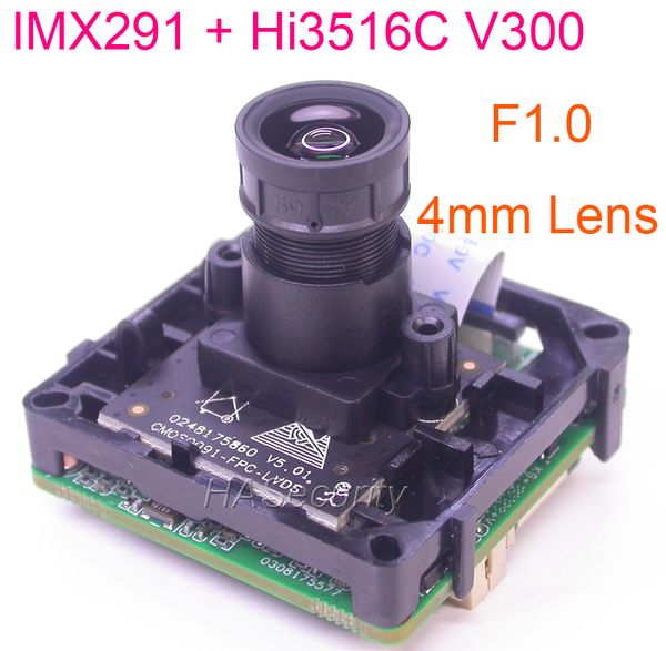 

f1.0 m12 lens intelligent analisys h.265 1/2.8" starvis imx291 cmos + hi3516c v300 ip cctv camera pcb board module +lan cable