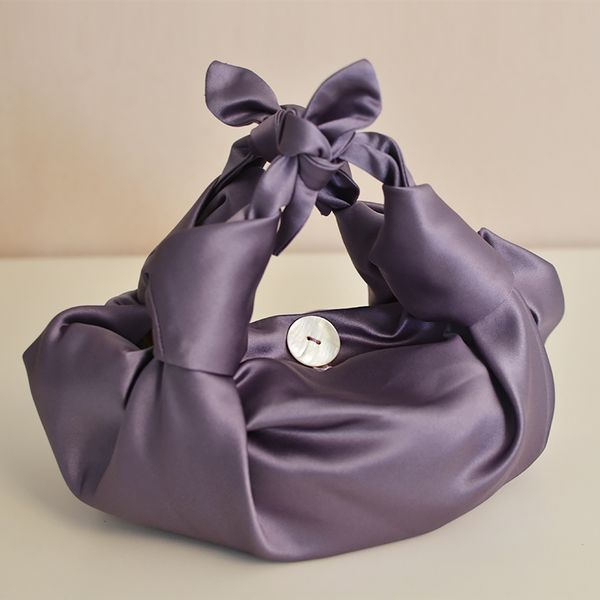 

dumpling shape women day clutch bag pleated silk satin shoulder messenger pouch small ladies soft leather crossbody handbag