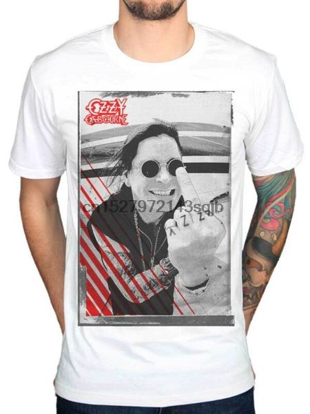 

ozzy osbourne middle finger t-shirt crazy train live scream red cross