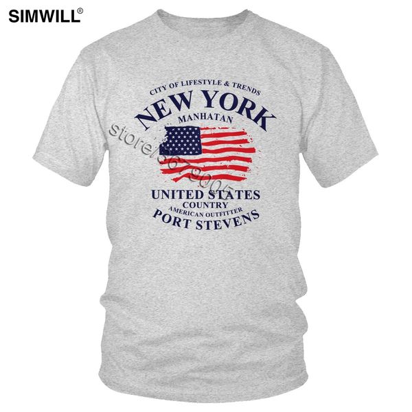 

novelty fashion t shirt new york manhattan usa flag tee men short sleeve o-neck american leisure t-shirt national pride clothing