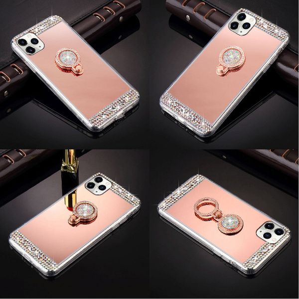 

mirror bling diamond crystal kickstand case for iphone 11 pro max xr xs max 8 7 6 6s plus se 2020 holder with stand cover