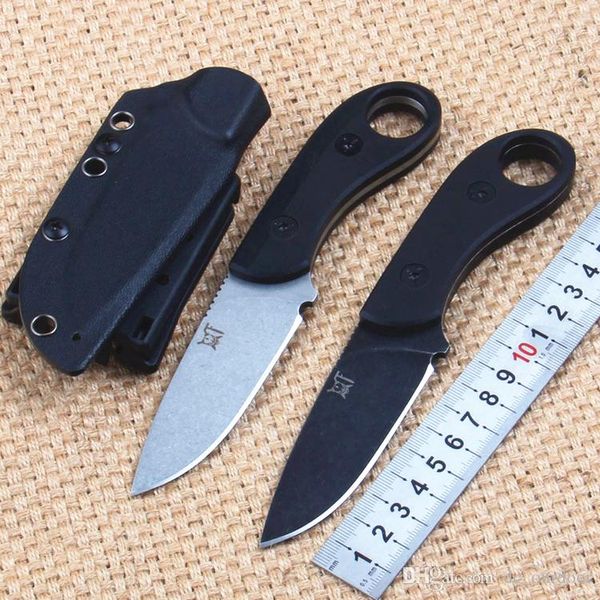 Hua Carpenter Messer mit feststehender Klinge, schwarz/weiß, stonewashed, D2-Klinge, G10-Griff, Kydexscheide, taktisches Jagd-EDC-Messer