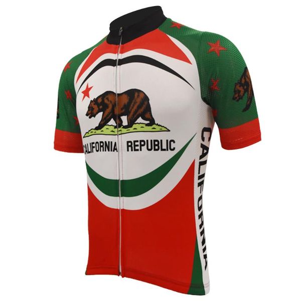 

california republic men cycling jerseys short sleeve bike wear summer jersey mtb cycling clothing, Black;red