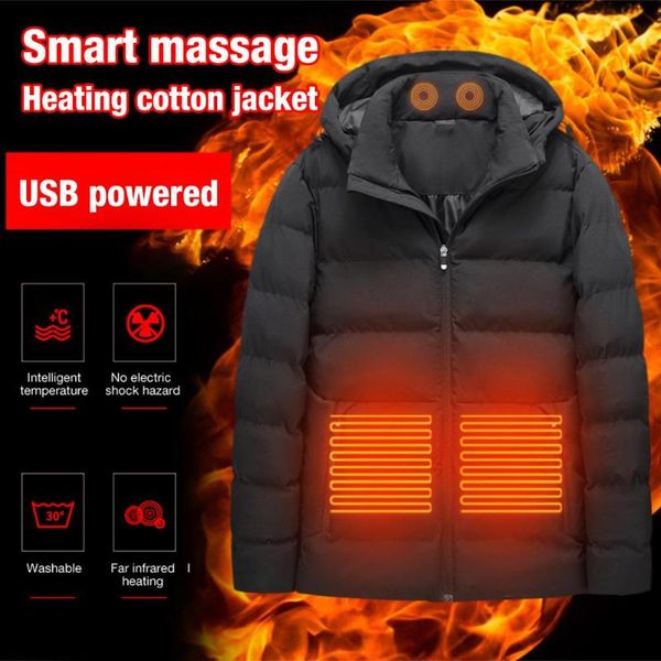

men winter warm coat usb electric heating jacket 3 temperature levels heating coat skiing outdoor hiking riding warm jacket, Gray;blue