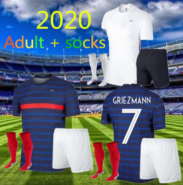 

+ socks 2020 2021 france soccer jersey mbappe griezmann kante pogba maillot de foot euro 20 21 men set football shirts uniform, Black;yellow