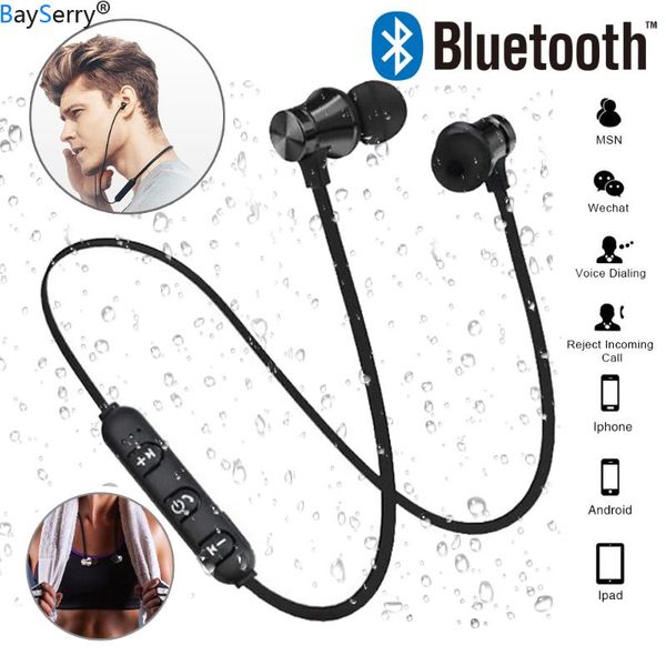 

magnetic wireless bluetooth earphone stereo sports earpieces waterproof in-ear headset with mic for huawei p30 mate 30