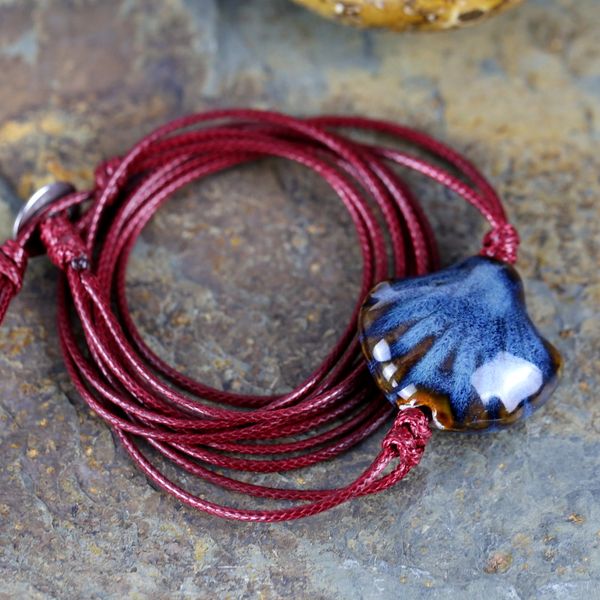 

blue ceramic shell charm vintage wrap bracelet handmade friendship bracelet individual boho accept diy jewelry gift, Golden;silver