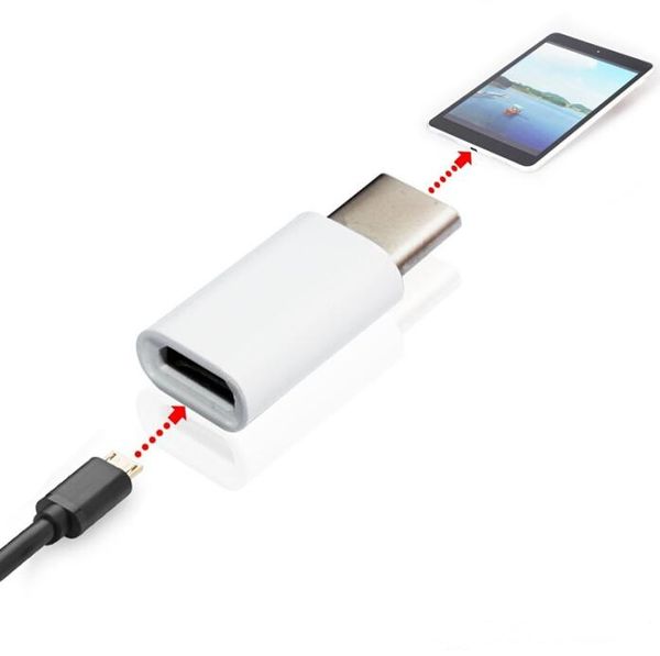 

wholesale 100pcs/lot usb 3.1 type c male to micro usb 2.0 5pin female data adapter for tablet & mobile phone white color