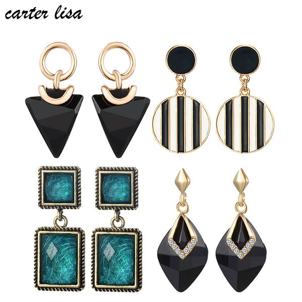 

dangle & chandelier lisa white/black natural stones handmade earrings for women statement drop female modern korea jewelry, Silver