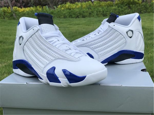 

authentic 14 hyper royal 14s white blue men basketball shoes real carbon fiber sports sneakers with original box 487471-104