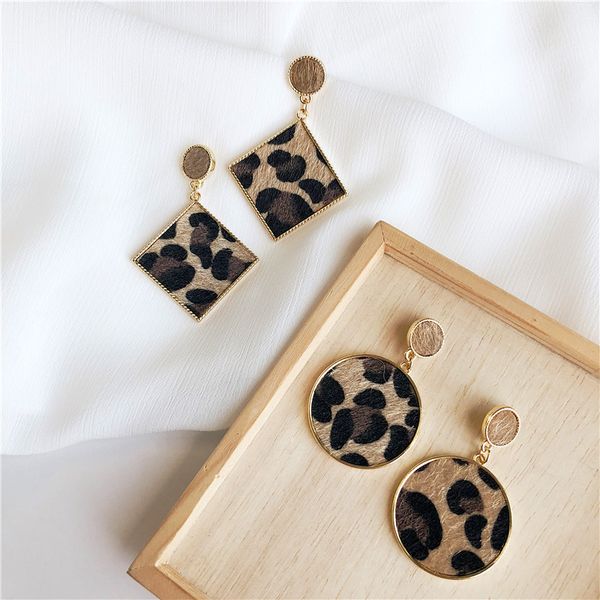 

925 sterling silver korean plush leopard-print geometric circle dangle earrings for women personal jewelry girl gift