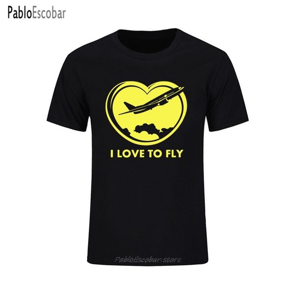 

100% cotton i love to fly aircraft print casual mens o-neck t shirts fashion men's men t-shirt short sleeve men tshirt