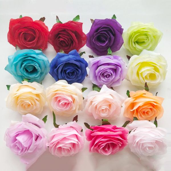 

decorative flowers & wreaths 10 pcs simulation silk rose peony fake head diy flower wall wedding background decoration home table ball wreat