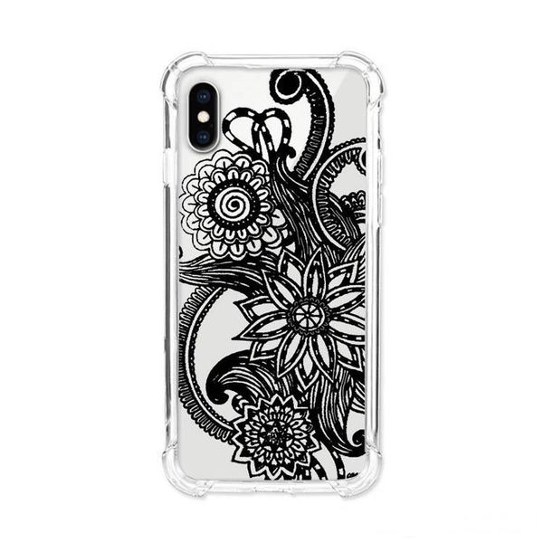 

air anti knock soft tpu transparent clear phone case lace floral paisley henna rose cover for iphone 7 8plus xr x max 11