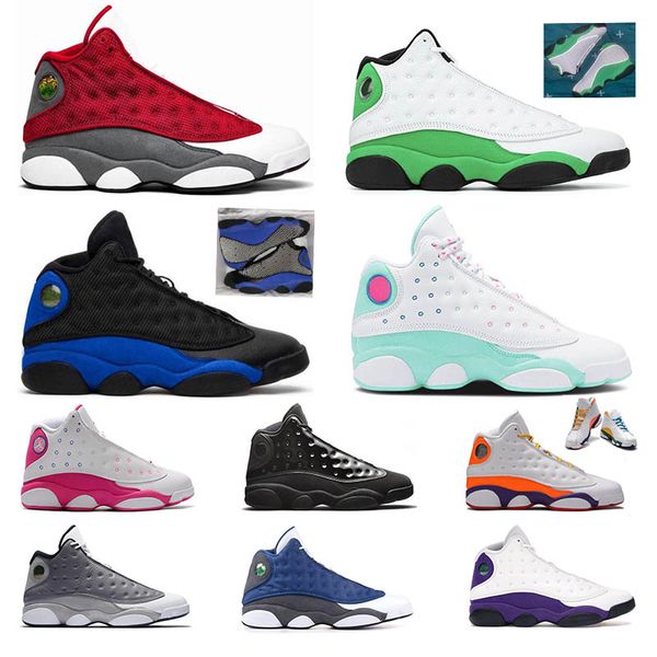 

red flint 13 13s hyper royal luck aurora green women men basketball shoes playground reflective cap and gown sports sneakers