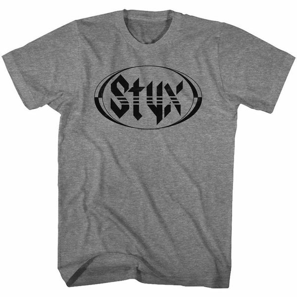 

styx music t-shirt oval logo new official in sm - 5xl graphite heather 80s music