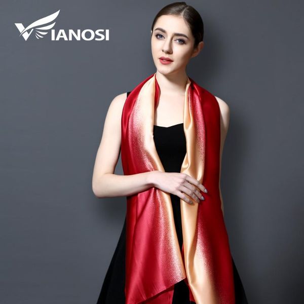 

scarves [vianosi] 2021 brand bandana gradient color silk scarf women luxury hijab shawl long fashion summer va108, Blue;gray