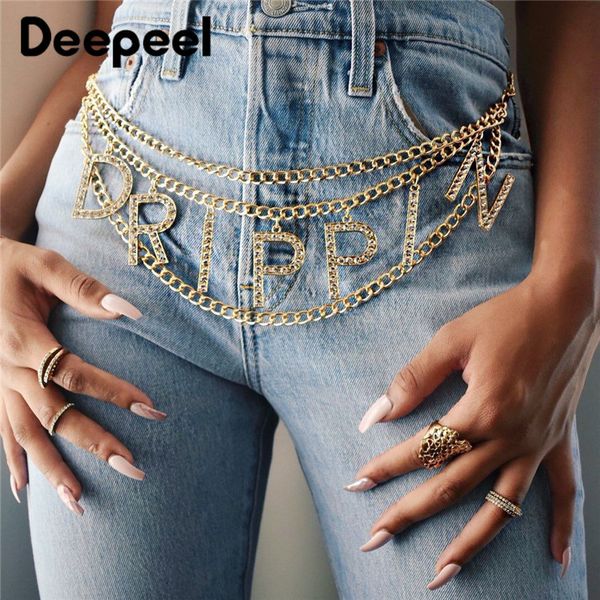 

deepeel 1pc 70-100cm women word pendant chain wide cummerbunds fashion new corset belt adjustable metal diamond waist chaincb625, Black;brown