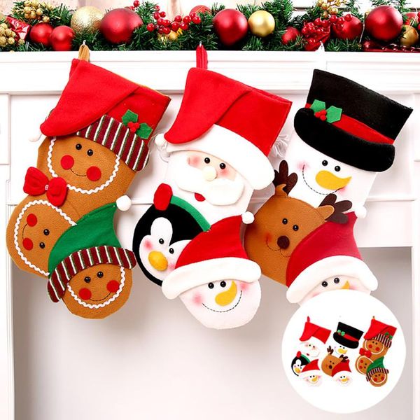 

knitted christmas stocking socks with plush balls christmas candy gift bags holder diy xmas tree hanging ornaments new year deco