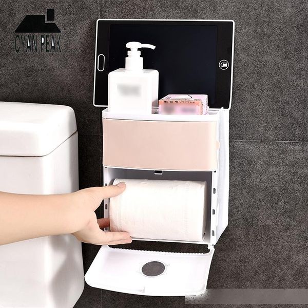 

bathroom case holder toilet paper storage waterproof multifunction toiletries wall mounted tissue holder toilet paper stand t200425