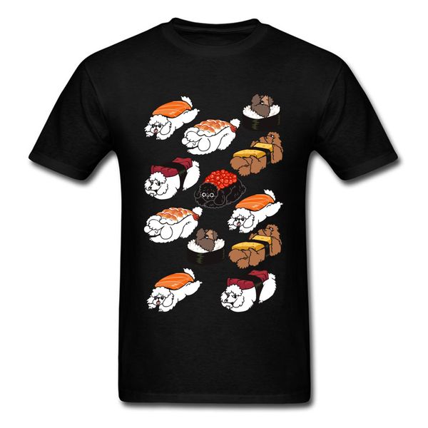 

kawaii sushi poodle t shirt men black t-shirt 100% cotton tshirt cartoon cute tees boyfriend gift clothes drop shipping