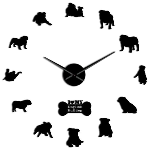 

time wall diy bulldog wall wall decor silhouettes bulldog clock art british english clock large big home clock bbyrwk bwkf