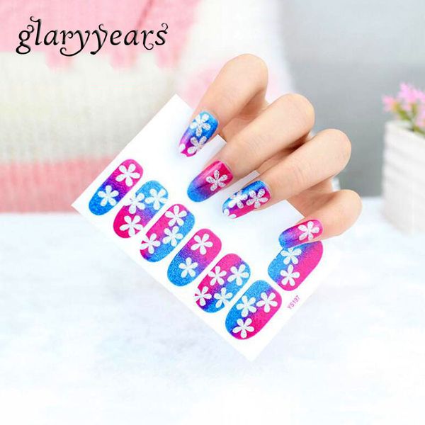 

glaryyears 1 sheet 9.2*5.7cm glitter zj-ys nail manicures sticker tips full cover transparency sparkle nail art decoration decal, Black