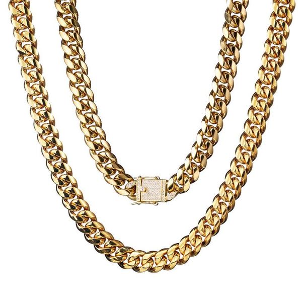 

12mm miami cuban link chain gold necklace bracelet iced out crystal rhinestone bling hip hop for men jewelry necklaces, Silver