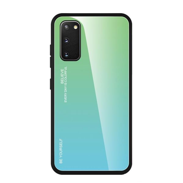 

for samsung s20 case gradient colorful laser aurora tempered glass back cover soft tpu bumper frame ultra thin silicone case