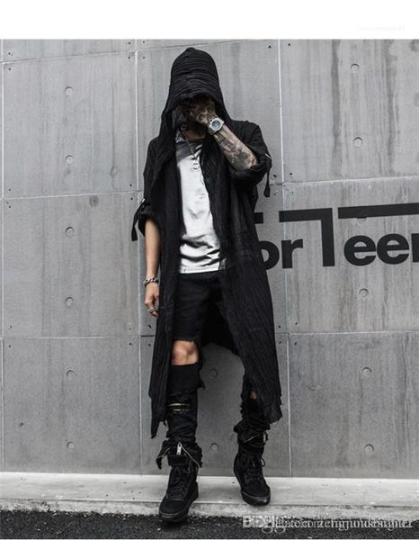 

стиль длинные одежда homme кардиган повседневная одежда сыпучие конструктора mens весна новый толстовки soild цвет мода, Black